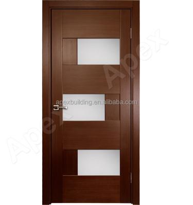 China solid wood & oil painting teak wooden door design wooden door with glass door interior flat slab panel waterproof bathroom for sale