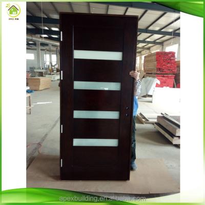 China Modern Solid Wood Interior Doors Red Oak Prehung , Contemporary 5 Lite Mist Lite Stained Mahogany Wood Prehung for sale