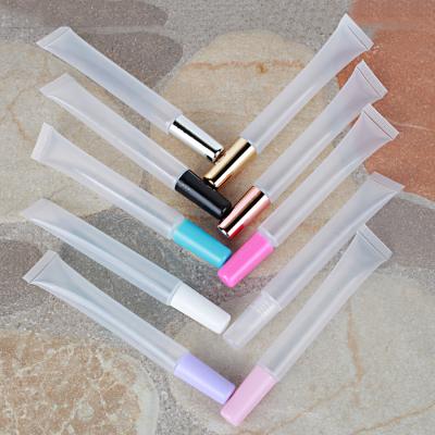 China Cosmetic Custom Lid Silver Logo Pink White Transparent Black Gold Cosmetic Custom Lid Empty Lip Gloss Tube 15ml Squeeze Lip Gloss Tube 15ml Slim Tubes for sale