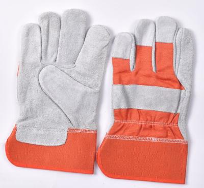 China Jiuxin Industry Made in China Safety Patched Long Palm Leather Gloves for sale