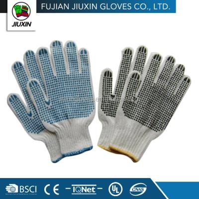 China Cotton String Professional Keep Safe Non Slip PVC Dotted Cotton Working Gloves for sale