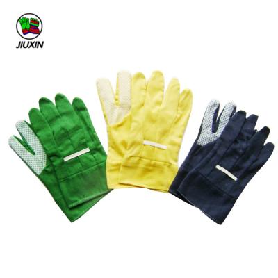 China Anti-Slip Drill Garden Cotton Knitted PVC Dotted Gloves for sale