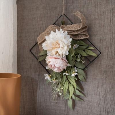 China Modern New Design CF01067 Wall Hanging Tea Rose Dahlia Peony Willow Leaves For Wall Backdrop Supplier for sale