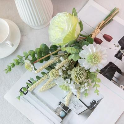 China Fabric+Plastic Lifelike Artificial Peony Windmill Orchid Moss Fruit Bouquet CF01188 For Wedding Supplies for sale