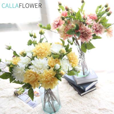 China Modern Hot Sale MW40356 Artificial Flower Silk Flower Stems Artificial Dahlia Flowers For Wedding Decoration for sale