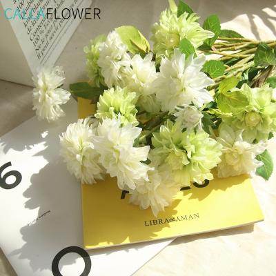 China Modern Cheap Fabric 3 Branches Artificial Flower DY1-1895 Single Stem Dahlia For Wedding Centerpieces for sale