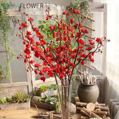 China Contact MW36888 Factory Direct Selling Natural Artificial Flower Cloth 3 Branches Plum Blossom For Christmas Decoration for sale