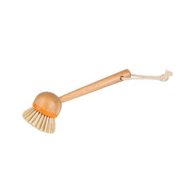 China Sustainable Bamboo Dish Brush Cleaning Kitchen With Long Handle Pot Brush Kitchen Pot Scrubber Brush for sale