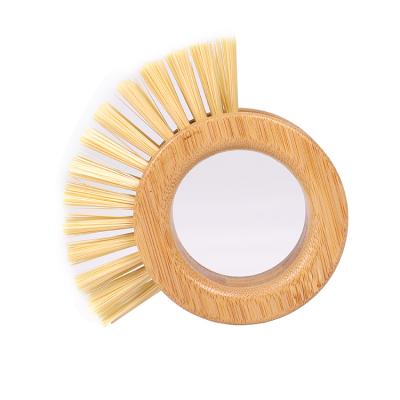 China Wholesale Viable Bowl Border Brush Ring Kitchen Cleaning Pot And Stain Bamboo Hair Brush For Bathroom Kitchen for sale