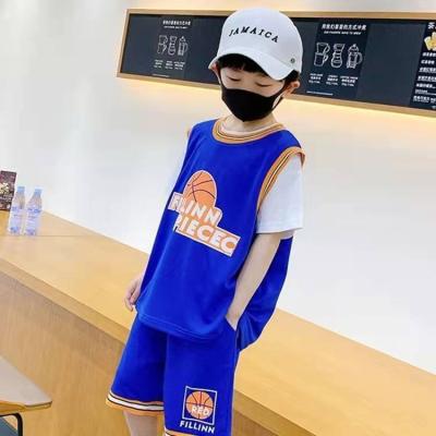 China Spandex/Polyester Kids Clothing Boys Summer Suit Sports Quick-Drying Basketball Uniforms Summer Kids Basketball Short Sleeve Clothes for sale