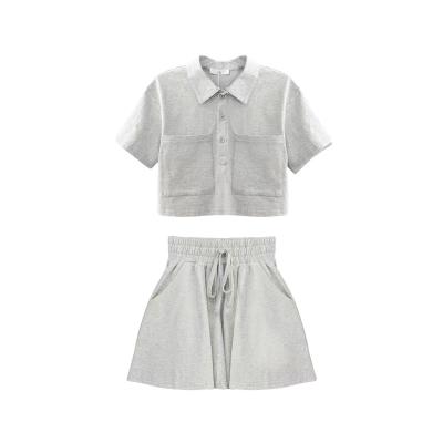 China 2022 Summer Style Girls Fashion Casual Sports Two Piece Short Sleeve Sets Preppy New Style Kids + Pants Girls Dress for sale