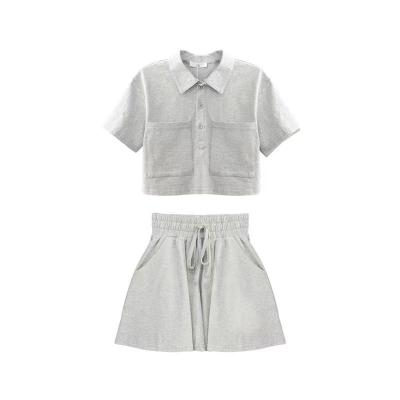 China Preppy Style Fashion Kids Girls Clothing Set Two Piece Set Summer Short T-Shirt&Shorts Pant Suit Sports Knickers for sale