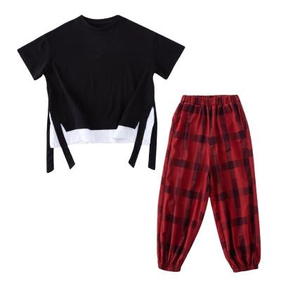 China ENGLAND STYLE children's hip-hop costume boys summer hip-hop performance clothing girls solid color custom cool clothing for sale