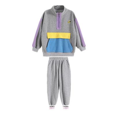 China New style girls leisure sports suit preppy spring 2021 spring and autumn models in large children's sweater zipper shirt girls dress set for sale