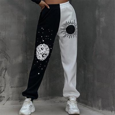 China Hot Sale Anti-static Elastic Waist Ladies Jogging Pants Graphic Print Colorblock Casual Women's Sweatpants Joggers Pants for sale