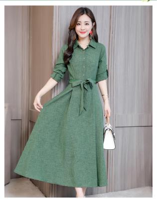 China Autumn Women Elegant Casual Dress 50% Discount Anti-Static Long Sleeve Cotton Slim Shirt Dresses For Women for sale