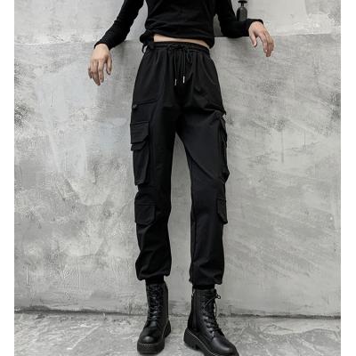 China 2021 Fashion Ladies Casual Cargo Pants Drawstring Cotton Color Women Anti-static Jogging Jogger Pants for sale