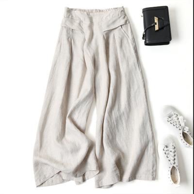 China Autumn New Women Baggy Pants Anti-wrinkle Cotton Wide Leg Women's Ninth Wide Leg Pants for sale