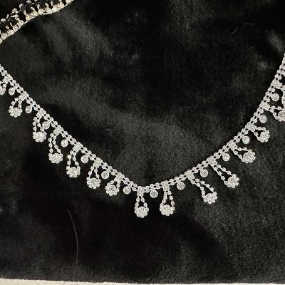 China Crystal Chain Rhinestones For Dress Luxury Custom Rhinestone Flatback Chain Belt for sale