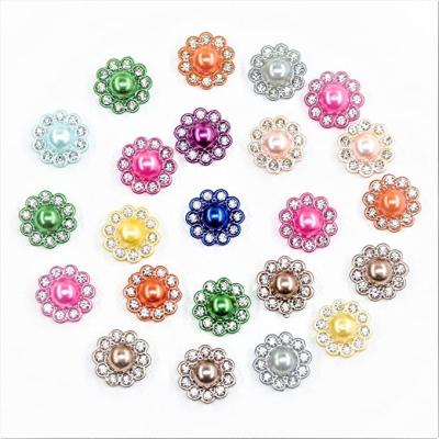 China 200PCS Flatback Builcker Faux Stone Faux Pearl Buttons Multicolor Craft Decoration Accessory For Shiny DIY Embellishments Wedding Dress for sale