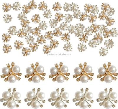 China Flatback Faux Pearl Stone Buttons Decorative Flower Faux Pearl Bouquet Decoration For DIY Handmade Flat Back Decorative Buttons Jewelry for sale