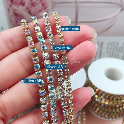 China Ss6 Ss8 Running Stone Crystal Garment Flatback Flatback ab Claw Cup Diamond Rhinestone Accessory Chain for sale