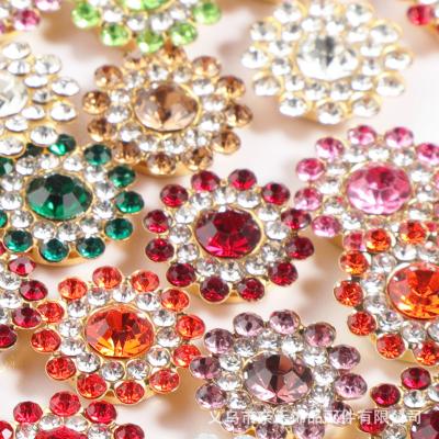 China Flatback Stock 14mm Flower Glass Stone Rhinestone Round Crystal Fancy Stones Sew Flat Back On Lace for sale