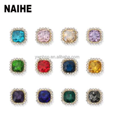 China Luxury Flatback Big Glass Stone Square Shape Crystal Sew On Rhinestones With Claws Setting for sale