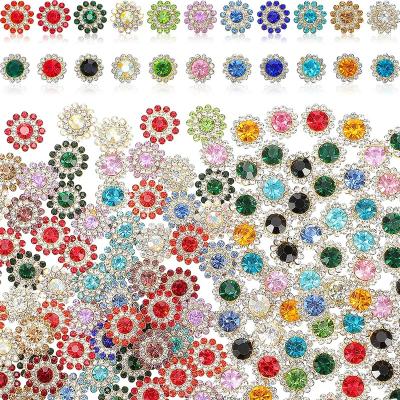 China Cup Sewn Rhinestone 12mm 14mm Flower Shape Claw Flatback Rhinestone Flat Back Button Crystal Glass Flower Multicolor Gemstone Buttons for sale