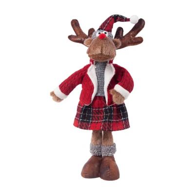 China Any Cartoon Handmade Gift Craft Plush Christmas Plush Decorations Custom Holding Santa Reindeer Toy for sale