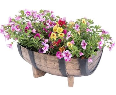 China CLASSIC Half Barrel Plastic Flower Pot Garden Planter for sale