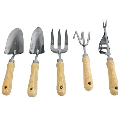 China Wooden Garden Tool Kit Stainless Steel Ash Wood Tools Long Shovel Hard Weed Tools for sale