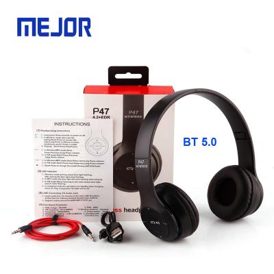 China Phone Function Foldable head-mounted earphone 2 portatil blue tooth headset P47 smart speaker wireless headphone for sale