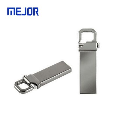 China 2 sides logo printing Brand 8g memory Usb flash disk 16g gloss metal keychain 64G silver metallic hook Pen drive 32G for sale