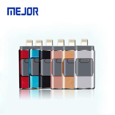 China 2 sides logo printing 8/16/32/64/128GB slide flash disk USB 3.0 memory stick IOS Micro android 3 in 1 APP OTG Pen drive for sale