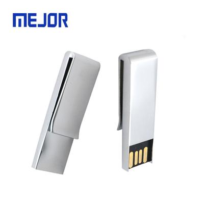 China Free Logo Emboss Business Link Clip USB Driver 16GB Gloss Book Carpeta Style Memory Stick Metal Pen Drive 32GB for sale