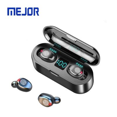 China AirPlay True Earbuds 2 in 1 2200mah Power Bank Headphone TWS Earphone F9 Blue Tooth 5C Wireless Earphone for sale