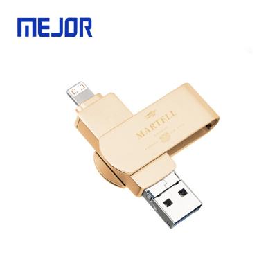 China 2 32gb OTG USB Sides Logo Printing Rose Swivel Rotary Pendrive 64g IOS APP IOS APP Drive Gold 2 Type-C Drive for sale