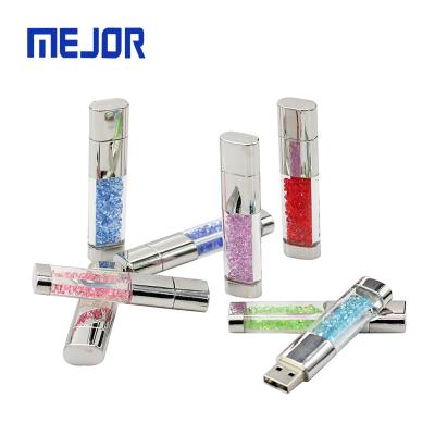 China Promotional Custom Natural 2.0 Diamond Metal Pen Drive 32G Usb FlashDrive Flash Memory 64G Mounted Gold Gift 16g Blue Crystal Usb for sale