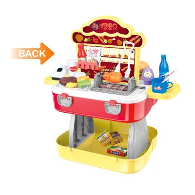 China Hot Selling Creative Toys Plastic Children Three-in-One Burger Shop And Barbecue Shop Toys for sale