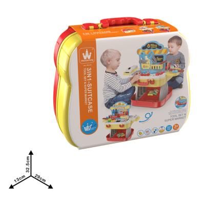 China De Toy Price 2-in-1 Discount Children's Toy Set Supermarket and Tool Kit Electronic Baby Toys for sale