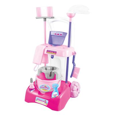 China Funny Pink Red Field Wiping Play Clean House Floor Dust Toy Indoor Children Cleaning Tool Kit LD410897 for sale