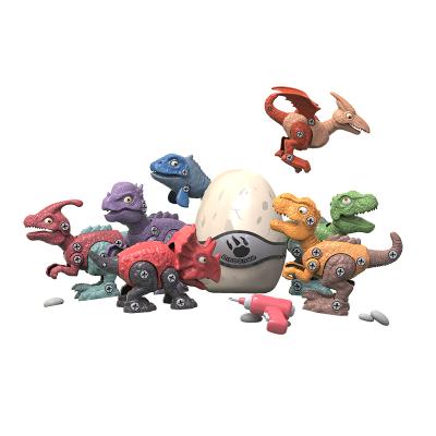 China DIY TOY Amazon Hot Selling Pet DIY Electric Egg Drill Assembled Plastic Dinosaur Block Toys For Girls And Boys for sale