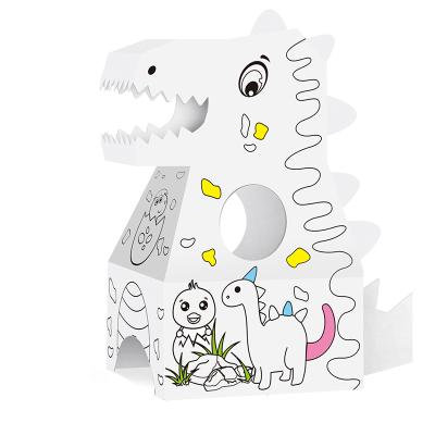 China Creative Graffiti Cardboard Cosplay DIY Assembly 3D Coloring Animal Unicorn Wearable Educational Novel Dinosaur And Funny Toys For Children for sale