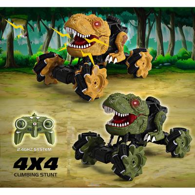 China Hot Selling 2.4G RC Model Pet 1:18 Stunt Remote Control Drift Dinosaur Car Plastic Yellow Green Toys for sale