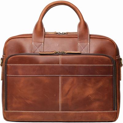 China High Quality Briefcase Grain Leather Briefcase Full Leather Laptop Bag Handbag for Men and Women Vintage Style OEM for sale