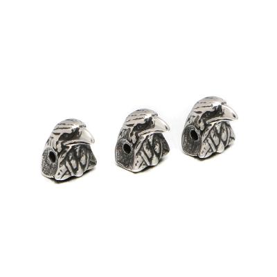 China Retro 2mm Jewelry Making Hole Eagle Heads Stainless Steel Spacer Bead DIY Bracelets Charms Silver Color Mens Bracelet For Jewelry Making for sale