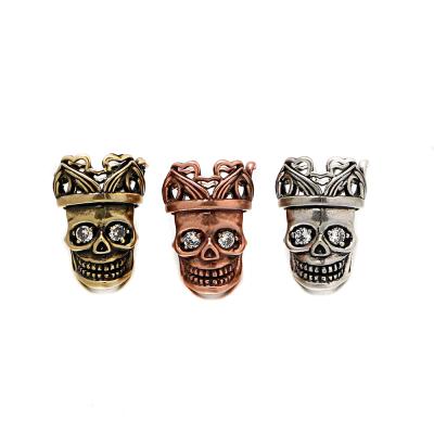 China Retro Big Hole Copper Skull Zircon Crown Zirconia Copper Beads Bracelet Diy Men's Leather Rope Spacer Jewelry Making Beads Bracelet Necklace For Jewelry Making for sale