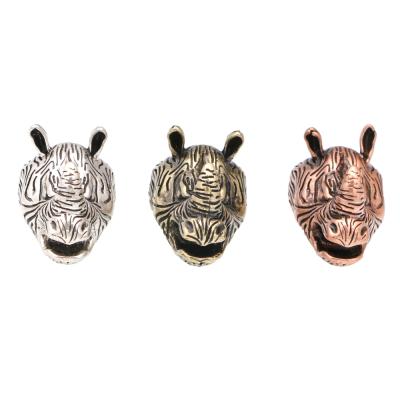 China Beads For Jewelry Making Retro Style 19*23mm Metal Plated Pendant Bracelet Mens Rhino Spacer Copper Beads Charms Bracelet For Jewelry Making for sale