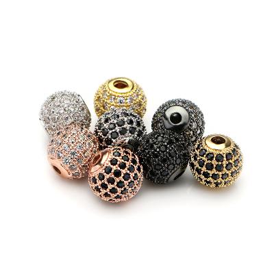 China Beads For Jewelry Making Fashion Copper Beads Zircon Inlaid More Size Diy Metal Spacer Beaded Bracelet Women Accessories Charm Bracelets For Jewelry Making for sale